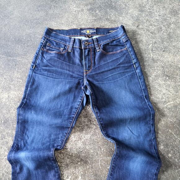 Lucky Brand Jeans Womens 2 Blue Sofia Bootcut Thick Stitch Dark Wash Denim 26x31 - Picture 2 of 8